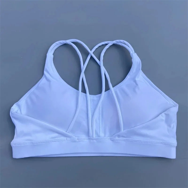 Solid Color Soft High Strength Women Cross Fitness Bra Tight Sport Top Comprehensive Training Gym Yoga Underwear With Chest Pad