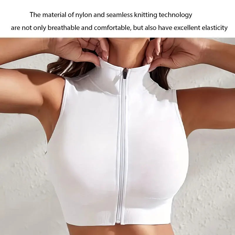 Women Close-fitting Breathable Sexy Yoga Zipper Exercise Fitness Vest Top