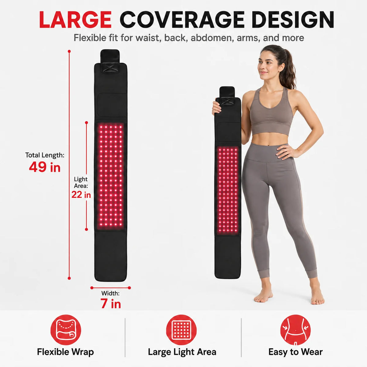 660nm 850nm Near Infrared Red Light Therapy Waist Belt