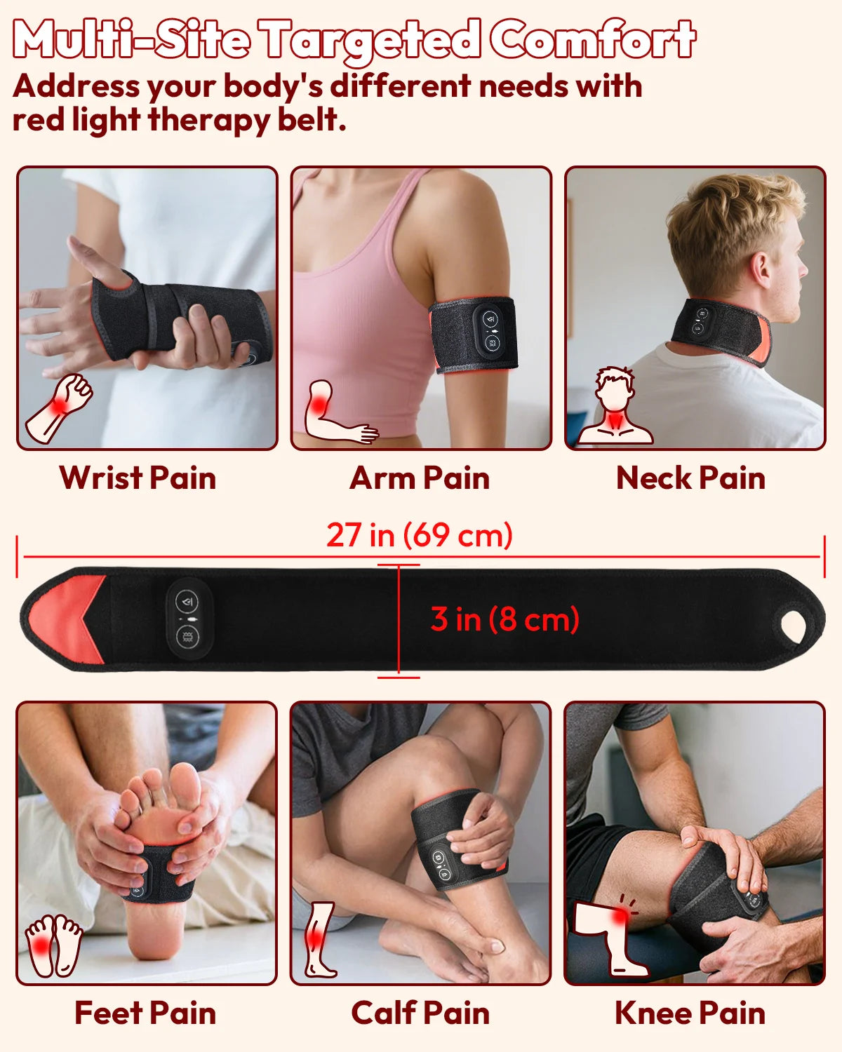 Cordless Infrared Red Light Therapy Wrap With Heat And Vibration