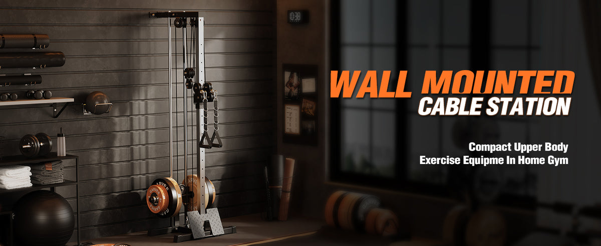 Pulldown Machines, Wall Mount Cable Station for Home Gym, Adjustable Dual Pulleys Cable Crossover Machine with 18 Positions, Heavy Duty Upper Body Weight Machines Workout Equipment