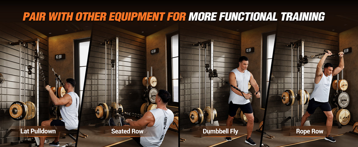 Pulldown Machines, Wall Mount Cable Station for Home Gym, Adjustable Dual Pulleys Cable Crossover Machine with 18 Positions, Heavy Duty Upper Body Weight Machines Workout Equipment