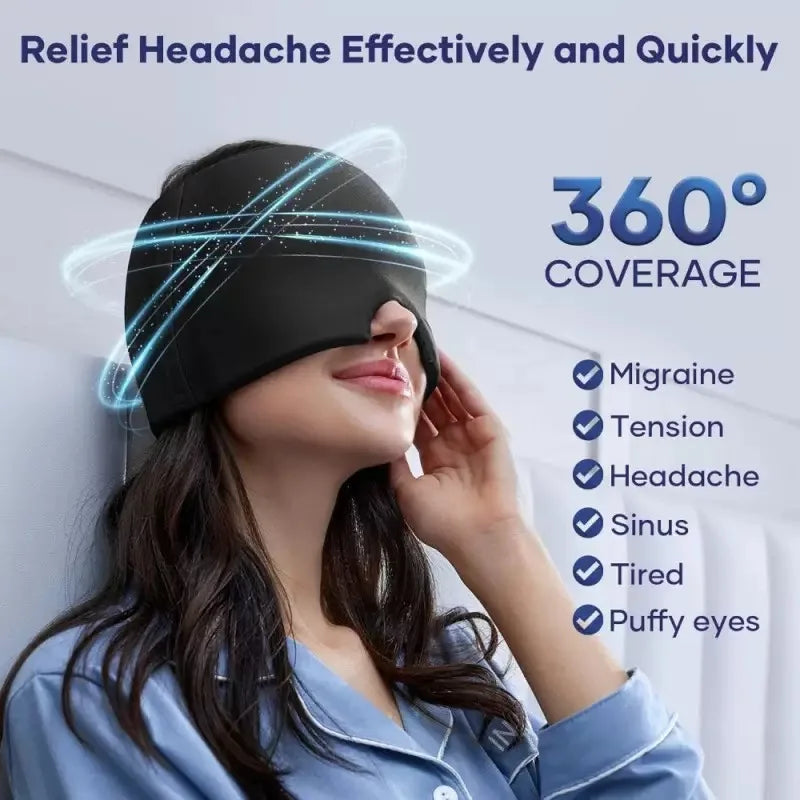 Migraine & Headache Relief Hat - Reusable Cooling Therapy for Stress & Puffiness, Holiday Gift for Mom/Dad/Friends