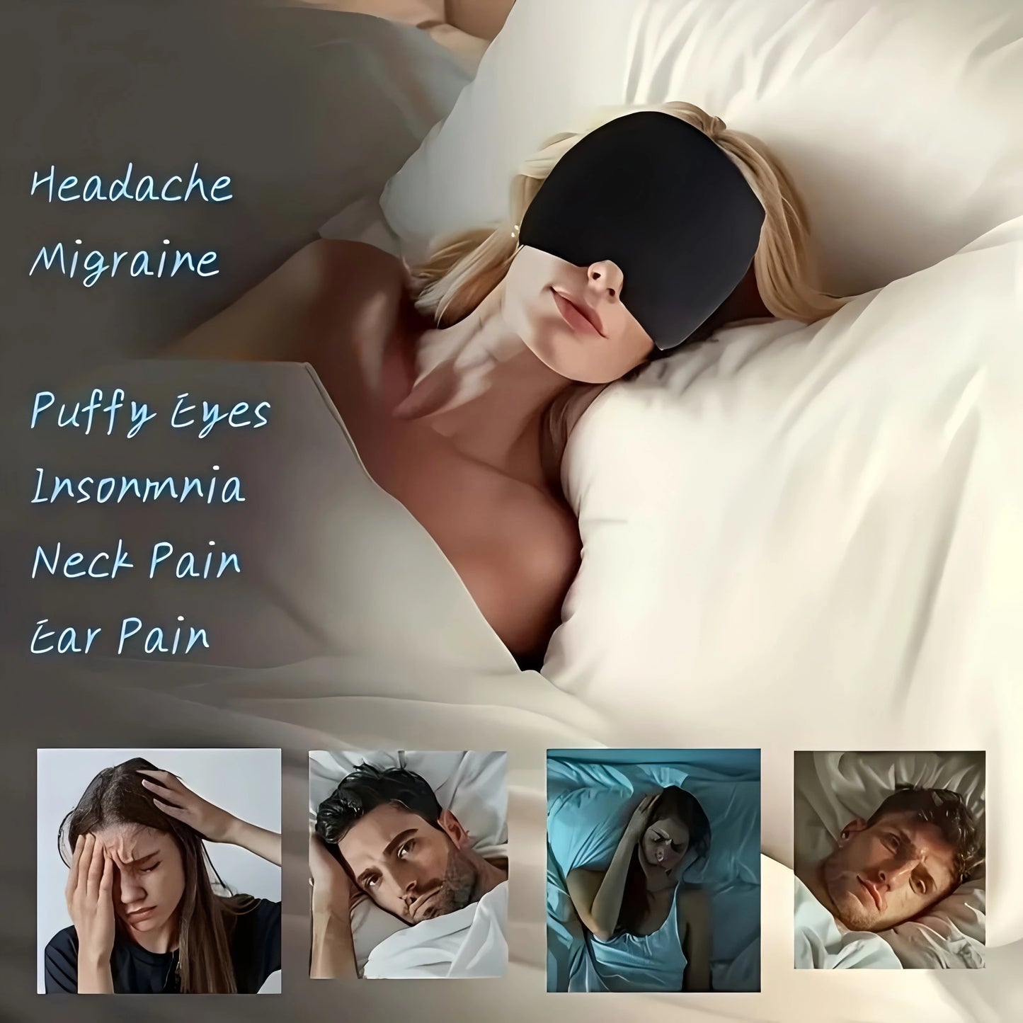 Migraine & Headache Relief Hat - Reusable Cooling Therapy for Stress & Puffiness, Holiday Gift for Mom/Dad/Friends