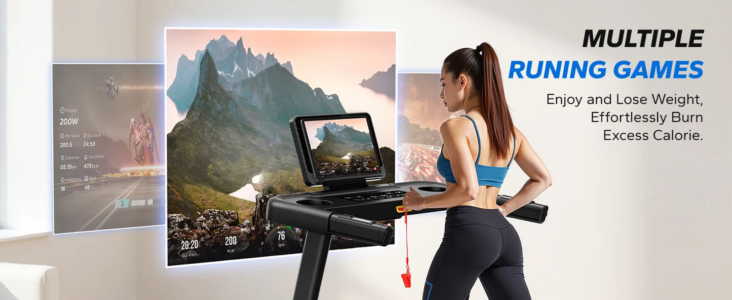 MERACH Foldable Treadmill T12 Incline Quiet Treadmills Double Deck Technology 4 Silicone Shock Cushion Heart Rate Monitoring