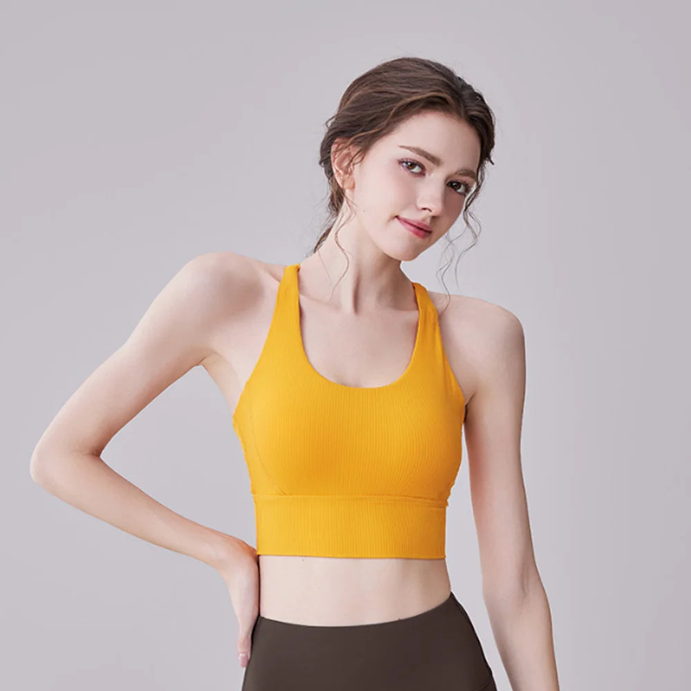 Women Sports Bra Solid Color Women Cross Back Bra Fitness Underwear Running Fitness Gym Yoga Padded Bralette