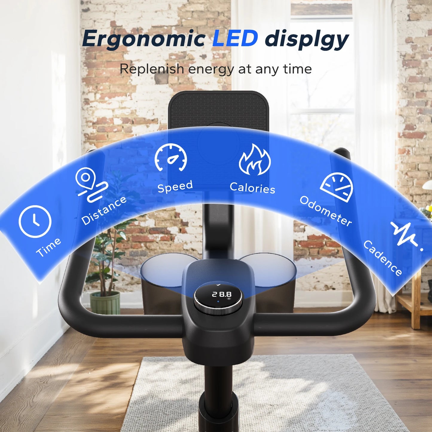MERACH Exercise Bike Brake Pad/Magnetic Stationary Bike with Exclusive App Low Noise Indoor Cycling Bike with Fitness Courses B2