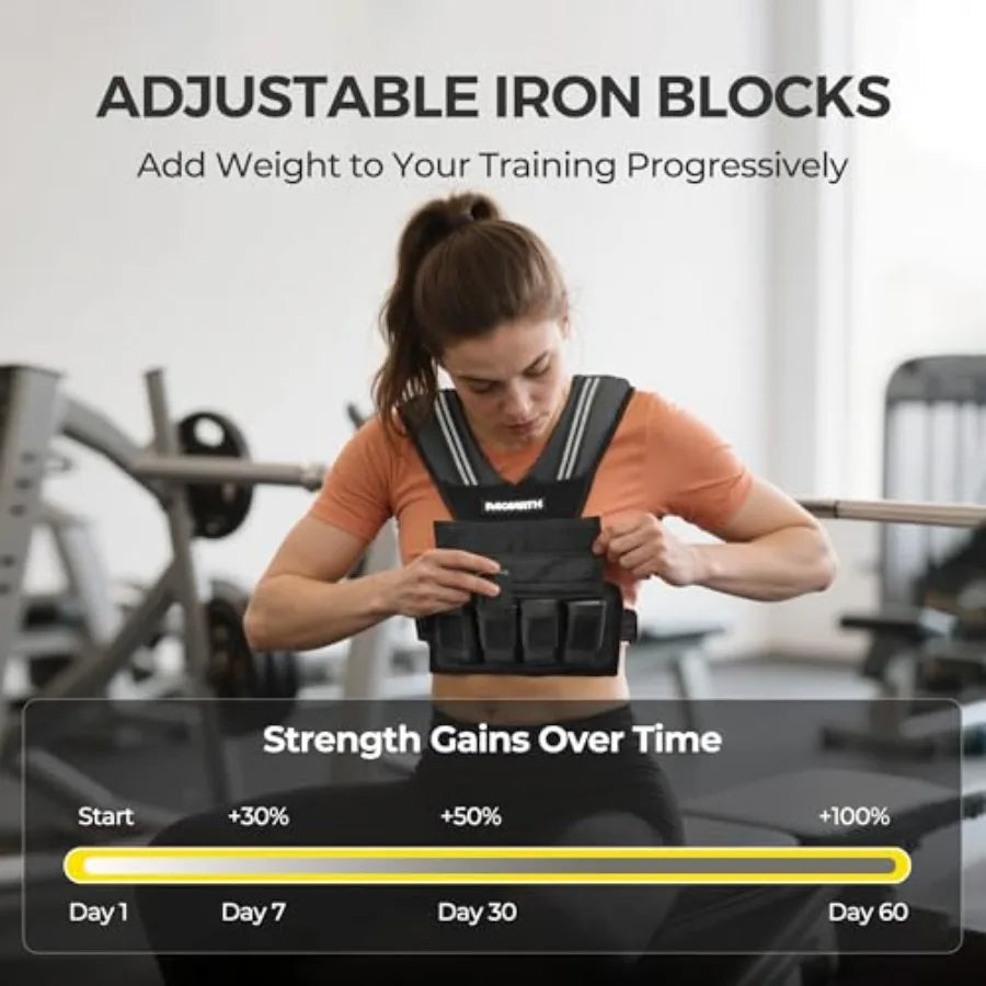 PACEARTH Adjustable Weighted Vest for Men Woman 20lb 22lb 35lb 44lb Weight-Adjustable Vest with Add-on Iron Blocks for Hardcore