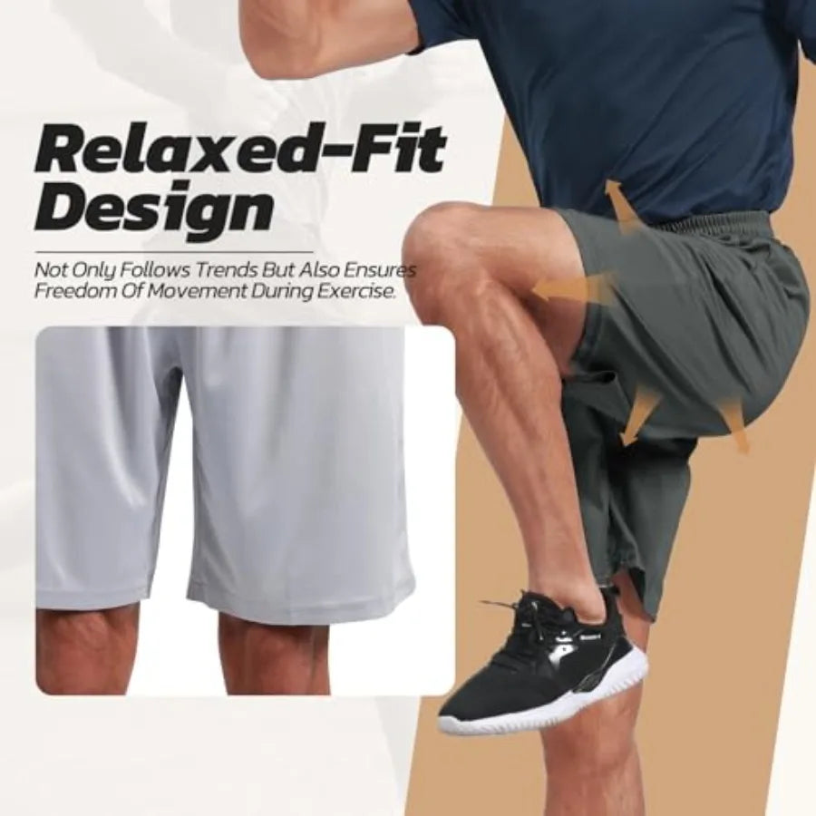 Three Pack Mens Quick Dry Athletic Basketball Shorts With Pockets