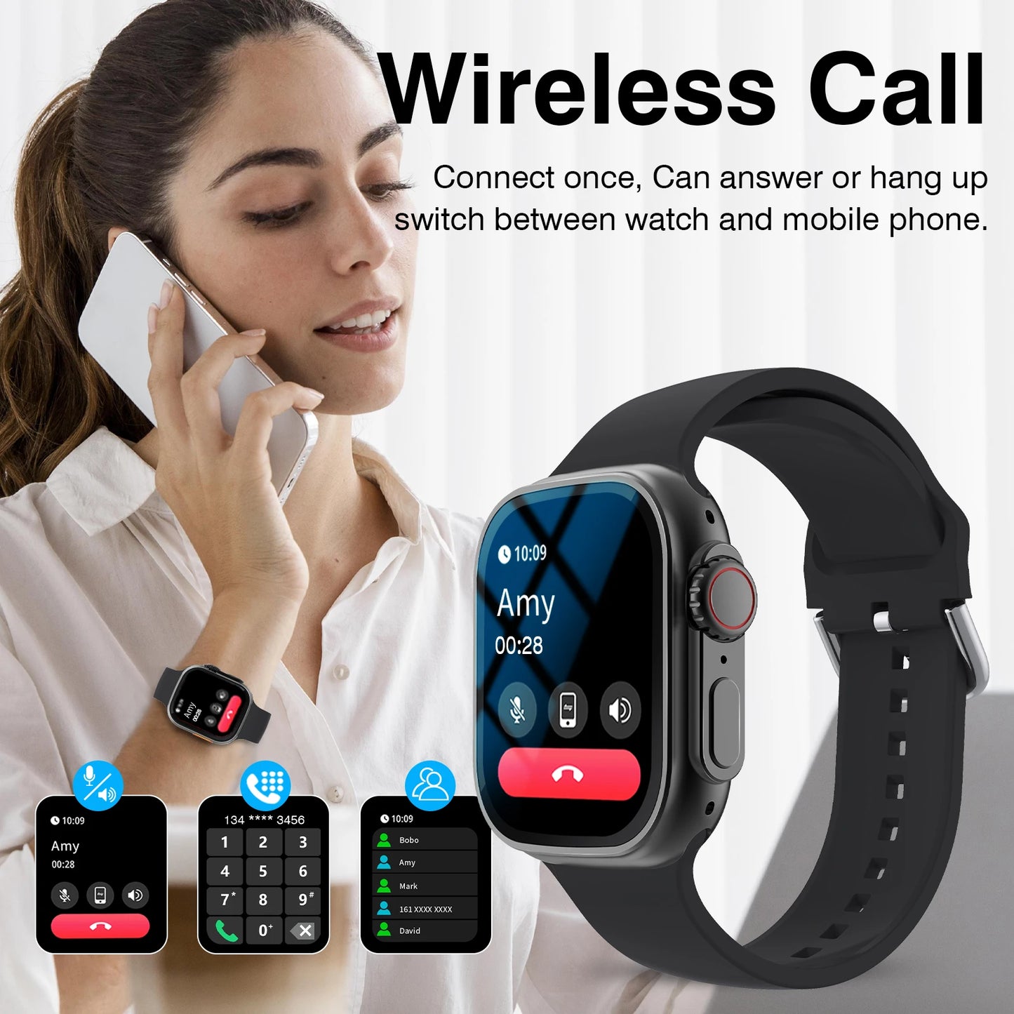 2026 New HD Full-Touch Smart Watch, Unisex - Wireless Calling/Multiple Sports Modes/Fitness Tracker, for Android and IPhone,Perfect Gift for Family and Friends