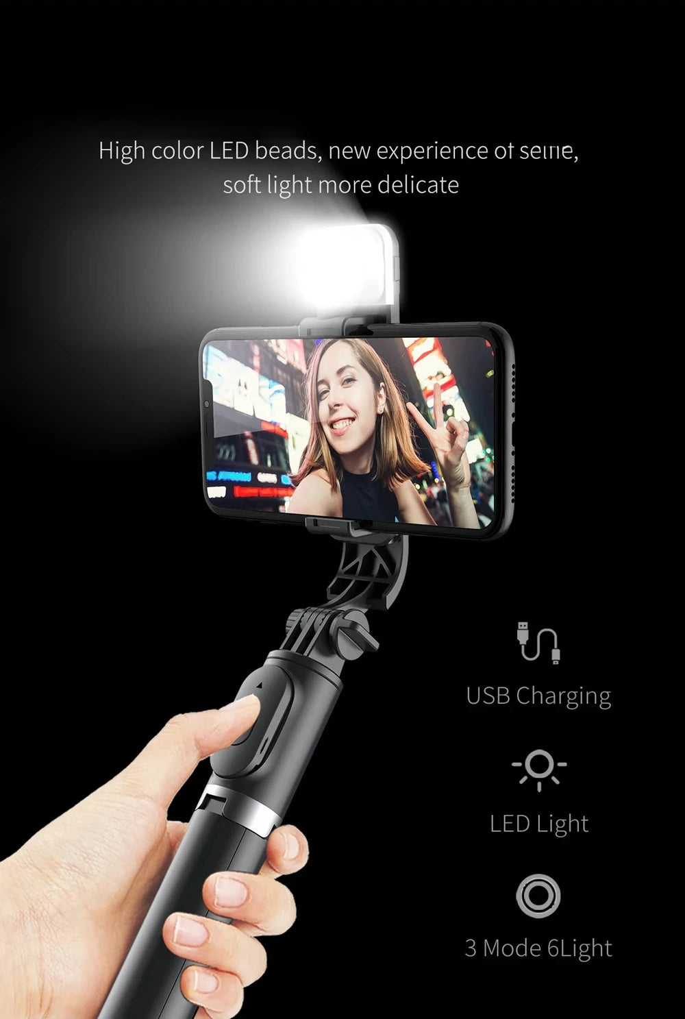 New Wireless Bluetooth Selfie Stick Tripod with Remote Extendable Tripod with Detachable for iPhone Android Smartphone