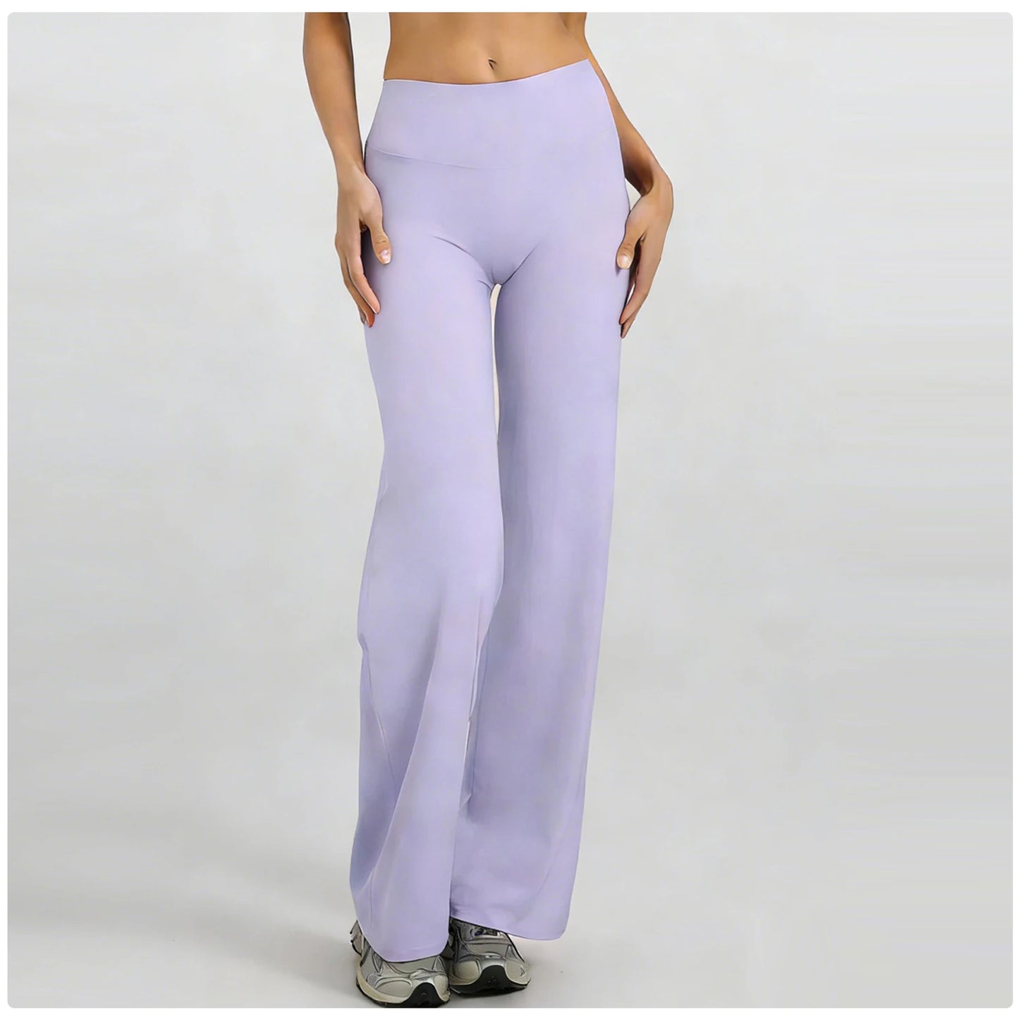 Women Yoga Wide-leg pants Straight Leg Bottoms Naked Feel Pilates Running Sports Trousers Women's Mid-Waist GYM Pants Leggings