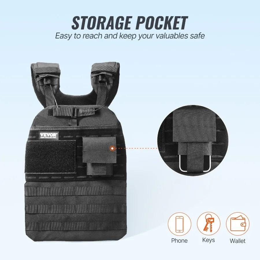 40lb Adjustable Weighted Vest for Men Women Black Fitness Training Jacket for Strength Endurance Running Jogging Walking Workou