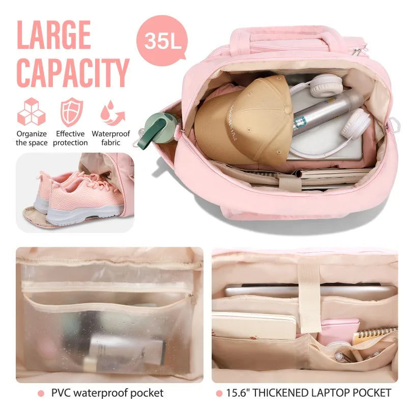 Tennis Gym Bag for Women Tennis Backpack Holds 2 Rackets with Shoe Compartment Gym Backpacks for Work Gym Bag for Women
