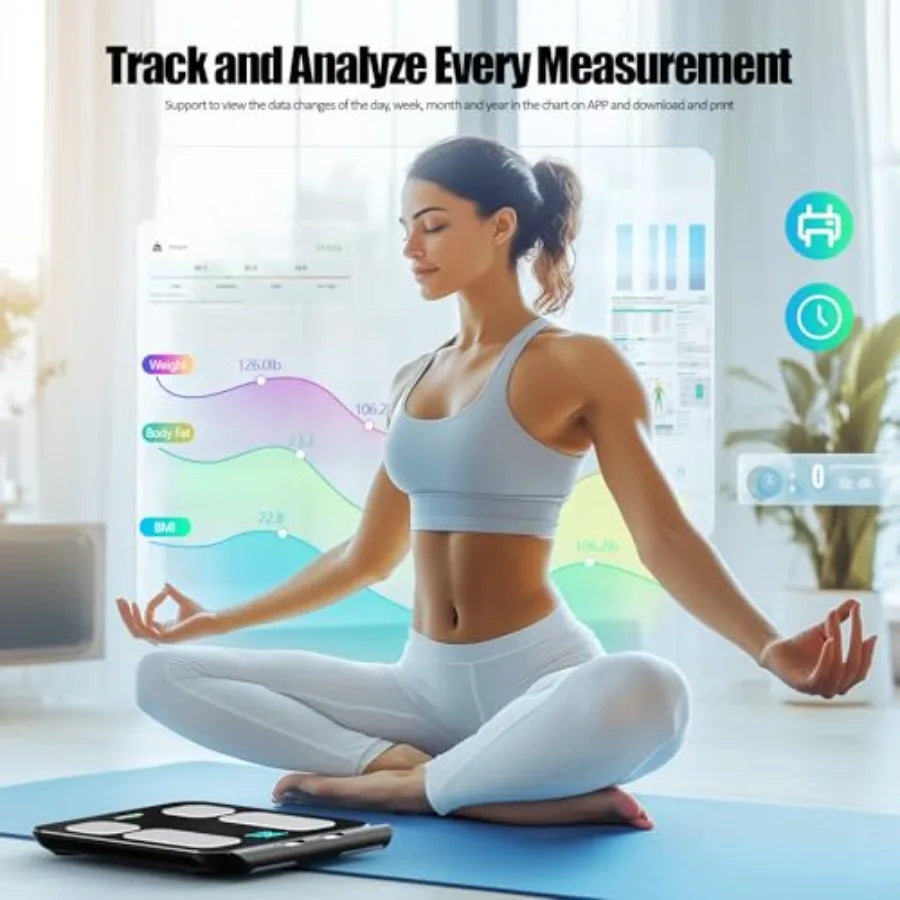 Smart Scale for Body Weight and Fat Percentage Highly Accurate Digital Bathroom Body Fat Scale with 8 Electrodes for BMI 28 Bod