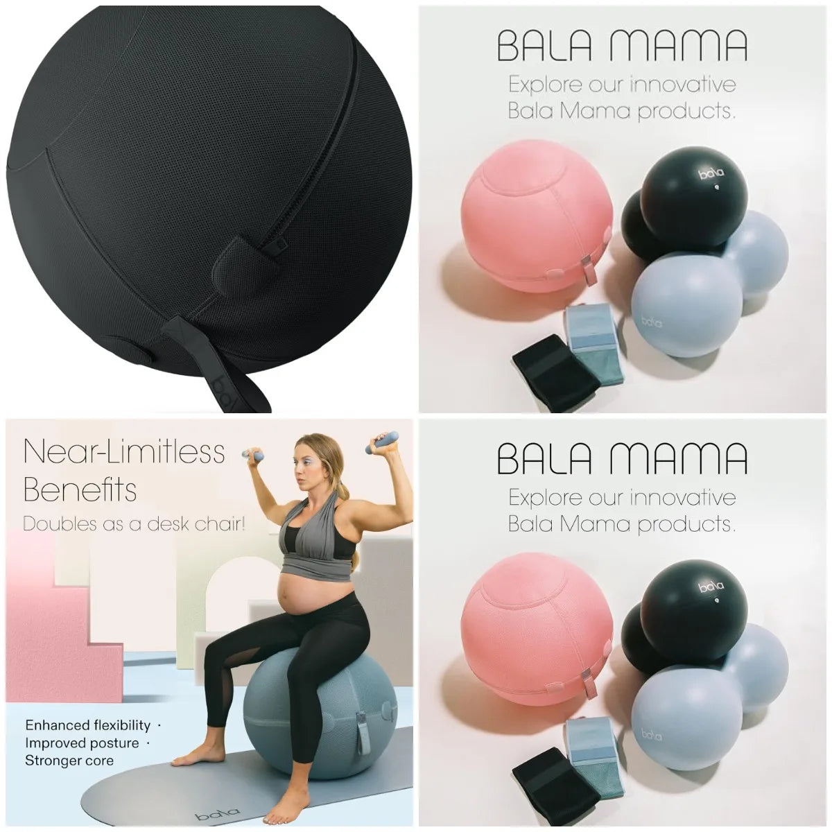 Balance Ball - Exercise Ball Chair for Yoga, Pilates, Barre, Core Strengthening & Physical Therapy