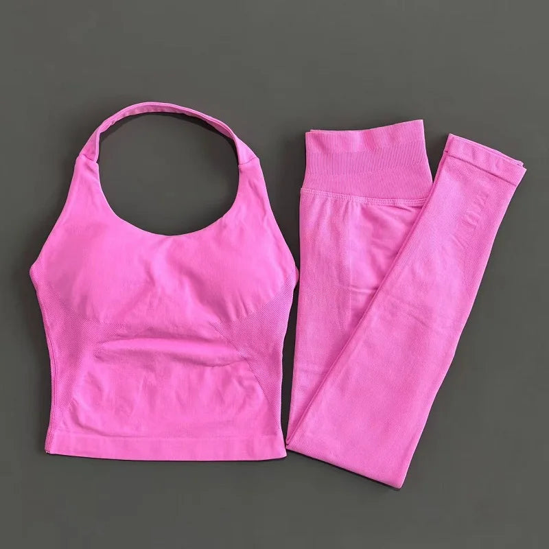 2 Pieces Sportswear Women Yoga Set Gym Clothes Sportswear Yoga Suits Fitness Set Tracksuits Sports Top Gym Leggings Set