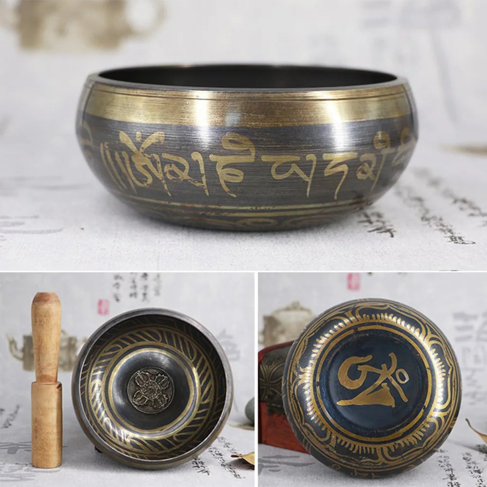 Metal Handmade Buddha Sound Bowl Tibetan Bronze Chime Bell Yoga Meditation Bowl