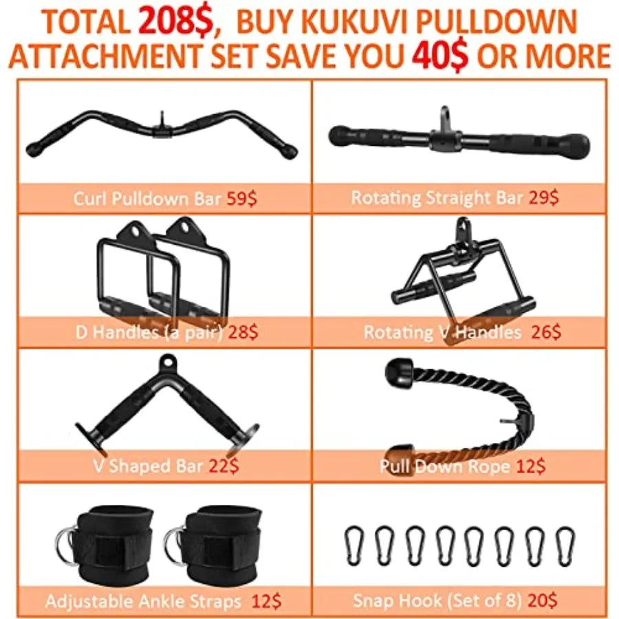 LAT Pulldown Bar Attachments, Cable hine Accories for Home Gym, Triceps Rope Pull Down Equipment Weight Fitn and Power Exercise