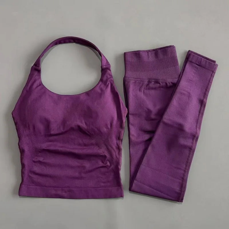 2 Pieces Sportswear Women Yoga Set Gym Clothes Sportswear Yoga Suits Fitness Set Tracksuits Sports Top Gym Leggings Set