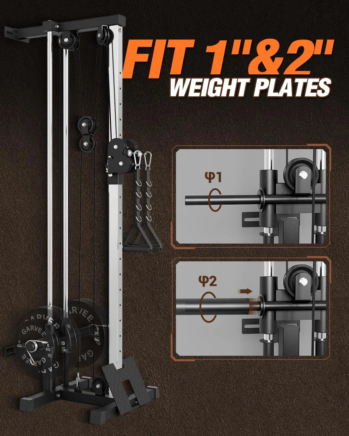 Pulldown Machines, Wall Mount Cable Station for Home Gym, Adjustable Dual Pulleys Cable Crossover Machine with 18 Positions, Heavy Duty Upper Body Weight Machines Workout Equipment