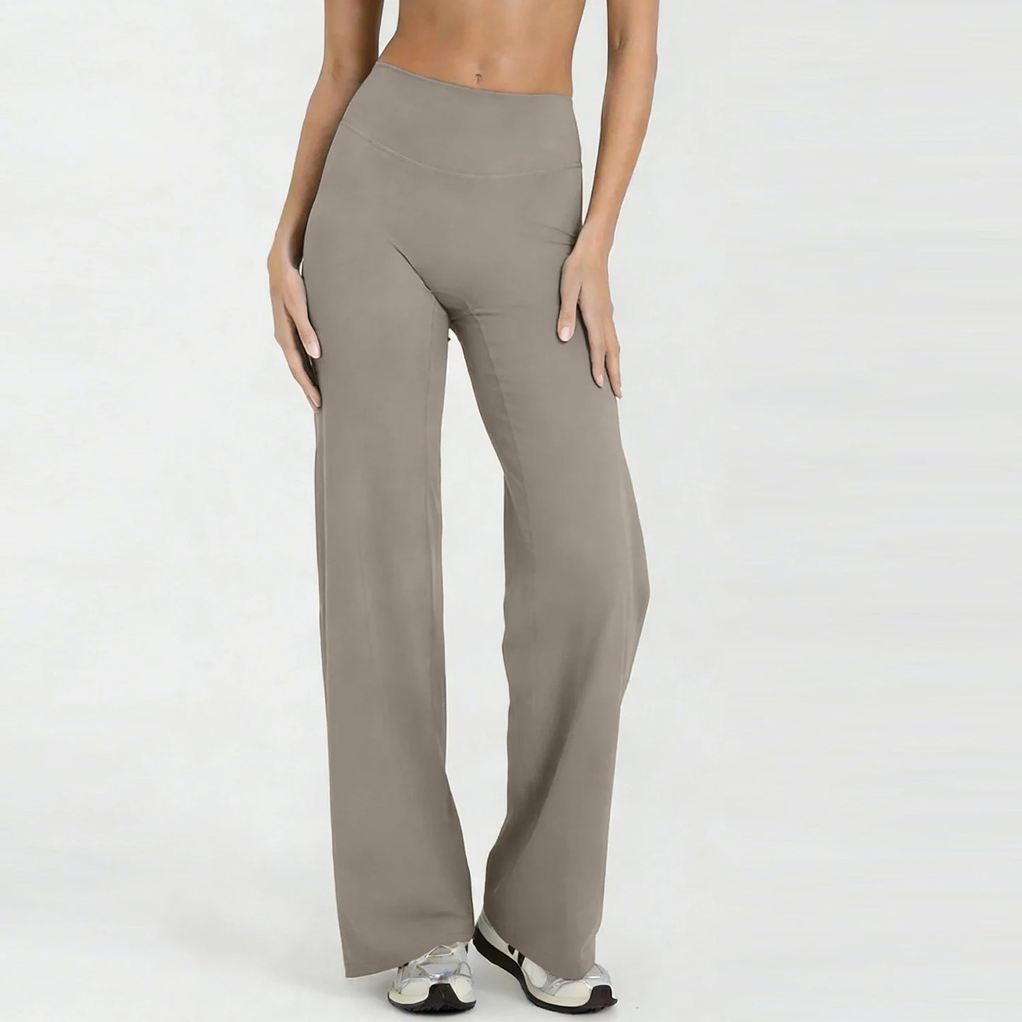Women Yoga Wide-leg pants Straight Leg Bottoms Naked Feel Pilates Running Sports Trousers Women's Mid-Waist GYM Pants Leggings