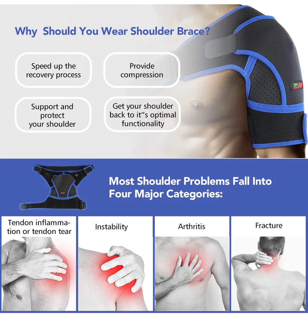 Breathable Shoulder Brace with Pressure Pad Neoprene Sleeve Ice Support Pain Shoulder Compression Air Bag Shoulder Protector