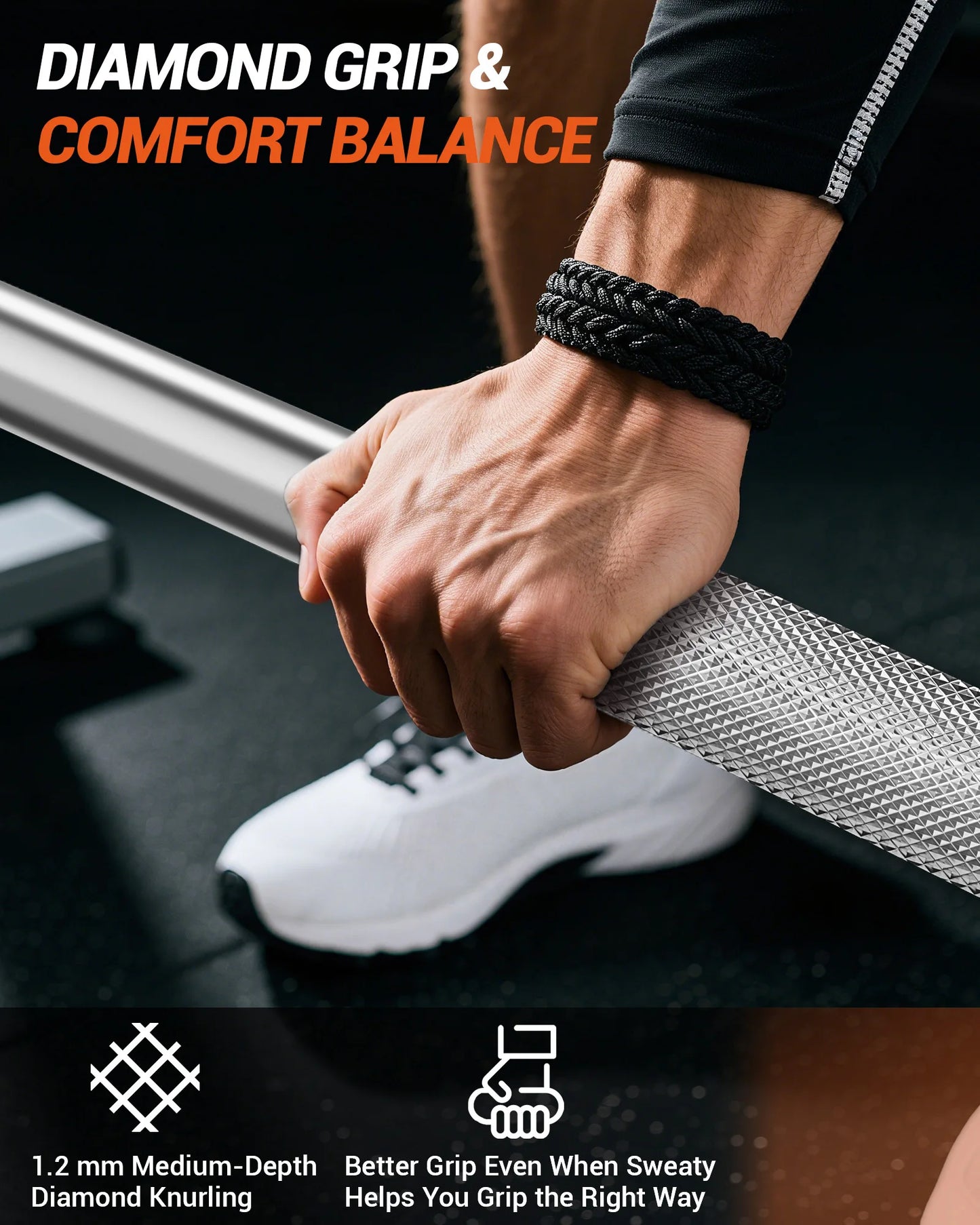 7Ft Barbell Bar for Power Lifting Weightlifting, 1000LBS Capacity 2" Barbell for Squats Curls Deadlifts Presses Hip Thrusts