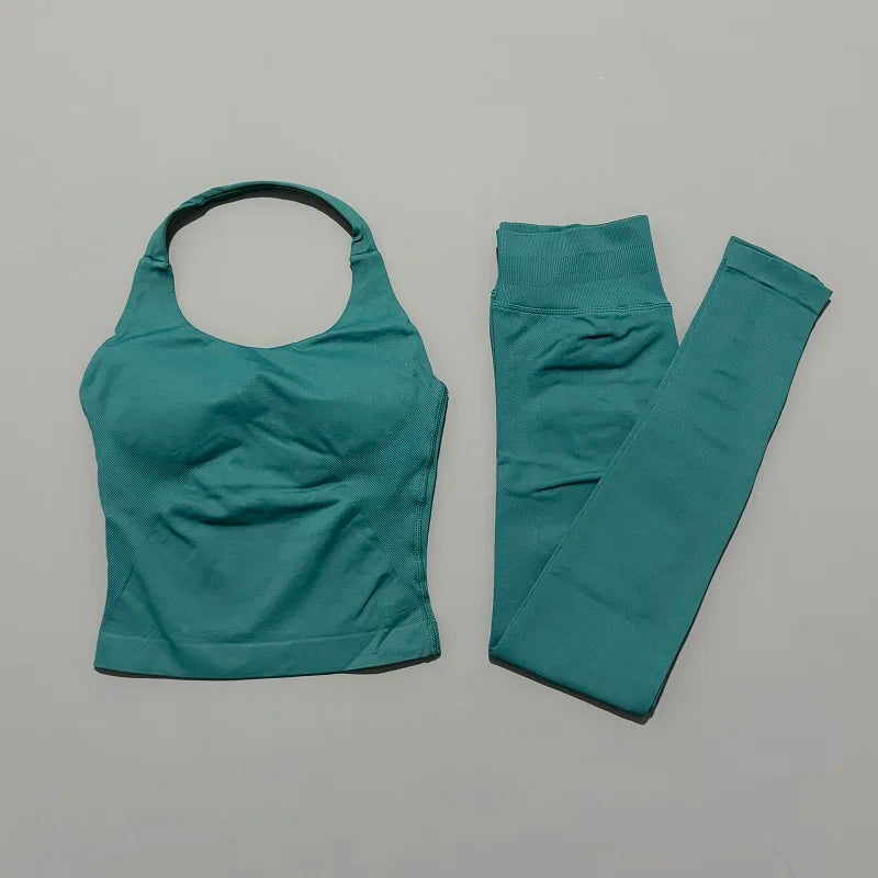 2 Pieces Sportswear Women Yoga Set Gym Clothes Sportswear Yoga Suits Fitness Set Tracksuits Sports Top Gym Leggings Set