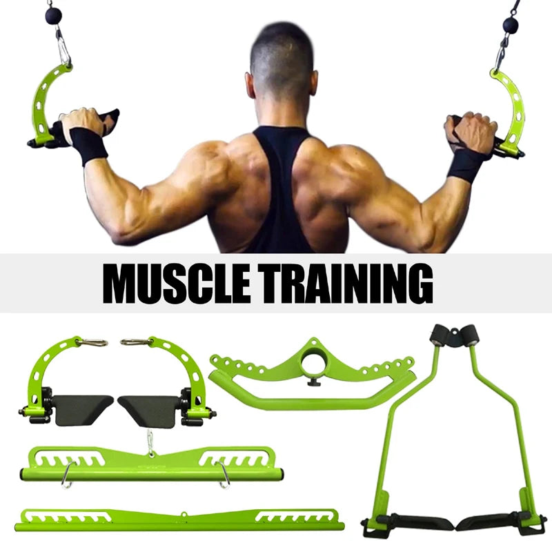Multi-Grip Cable Machine Bar - Adjustable Lat Pulldown Attachment for Home Gym & Strength Training Equipment