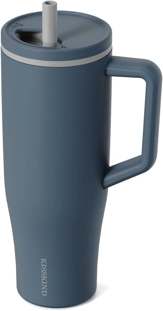 40 oz Insulated Tumbler with Handle, Straw & Leakproof Design - Stainless Steel Water Bottle for Mom, Nurse, Teacher in Blue