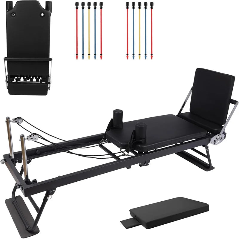 Pilates Reformer Machine Foldable For Home Gym Adjustable Workout Equipment