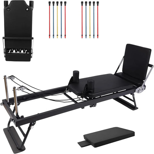 Pilates Reformer Machine Foldable For Home Gym Adjustable Workout Equipment