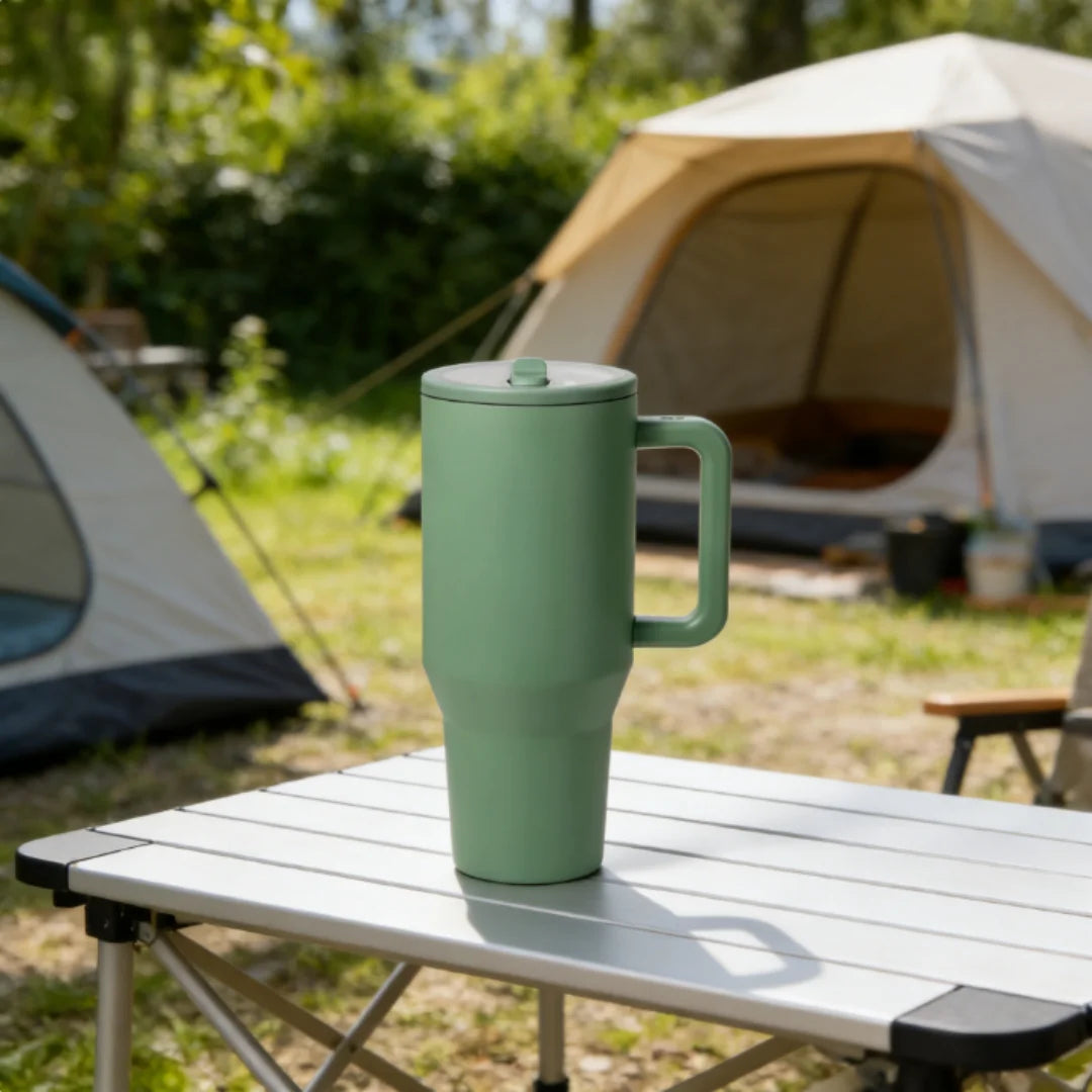 40oz Traveler for both men and women Bottle Steel Insulated Tumbler with Handle Flip Straw Perfect for Travel Outdoor Daily Use