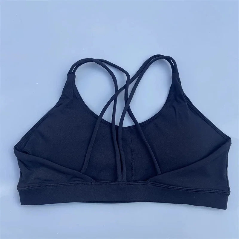 Solid Color Soft High Strength Women Cross Fitness Bra Tight Sport Top Comprehensive Training Gym Yoga Underwear With Chest Pad