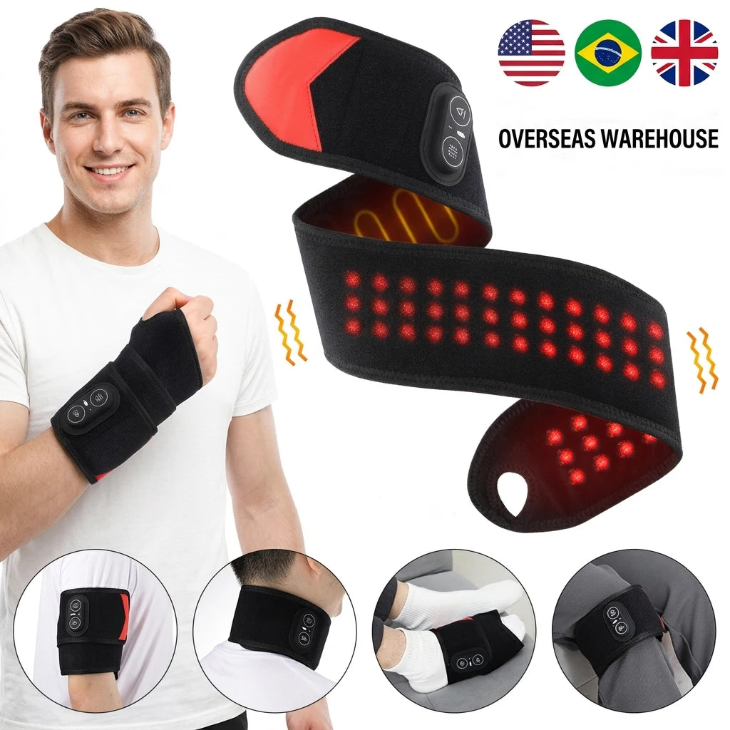 Wireless Electric Heating Hand Wrist Massager 660&850nm Red Light Vibration Hand Massage Wrist Guard Full Body Band Support Belt