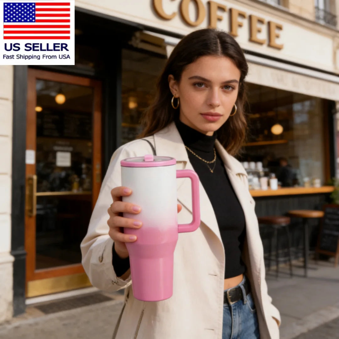 40oz Traveler for both men and women Bottle Steel Insulated Tumbler with Handle Flip Straw Perfect for Travel Outdoor Daily Use