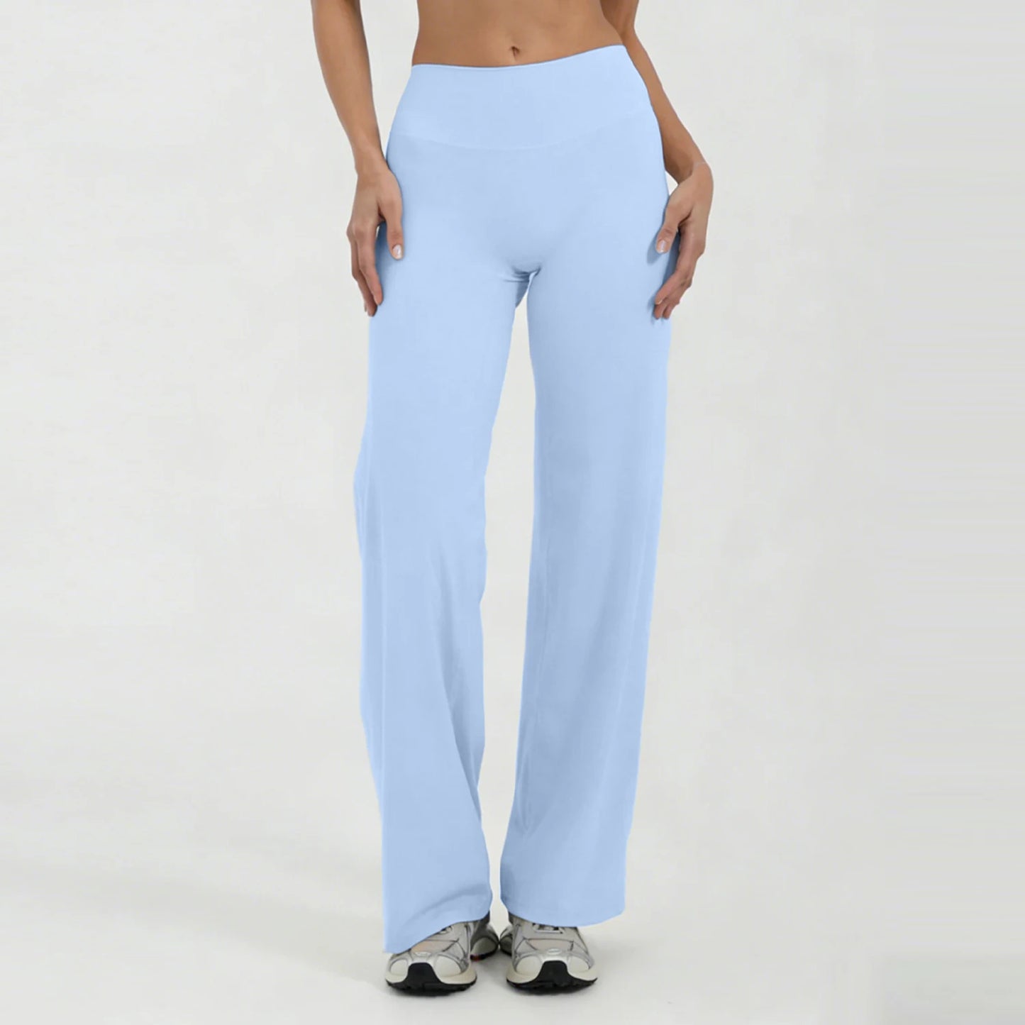 Women Yoga Wide-leg pants Straight Leg Bottoms Naked Feel Pilates Running Sports Trousers Women's Mid-Waist GYM Pants Leggings