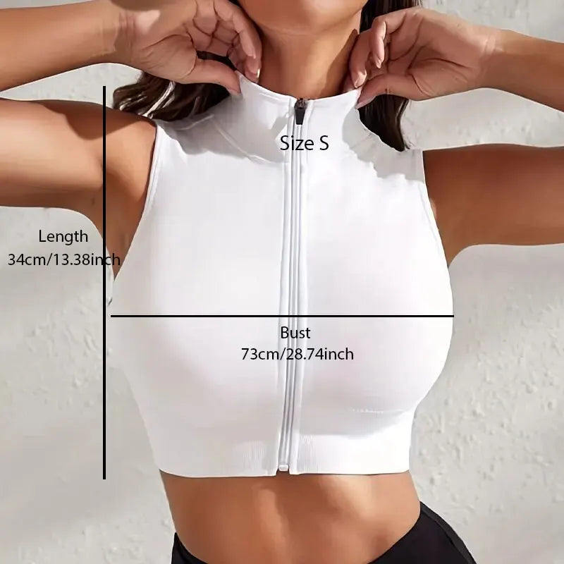 Women Close-fitting Breathable Sexy Yoga Zipper Exercise Fitness Vest Top