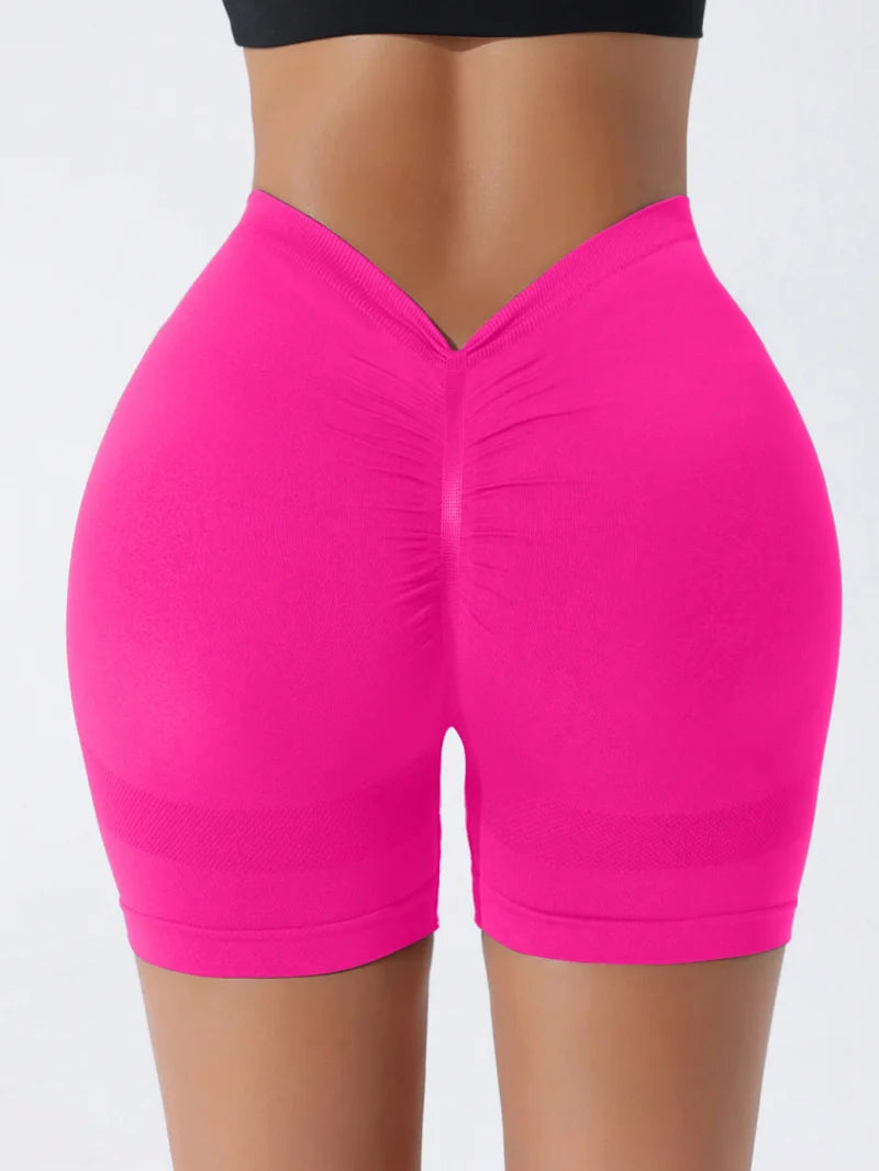 Seamless High Waisted Yoga Shorts From Europe And America Waist Tightening And Hip Lifting Fitness Pants Rear V-Waist