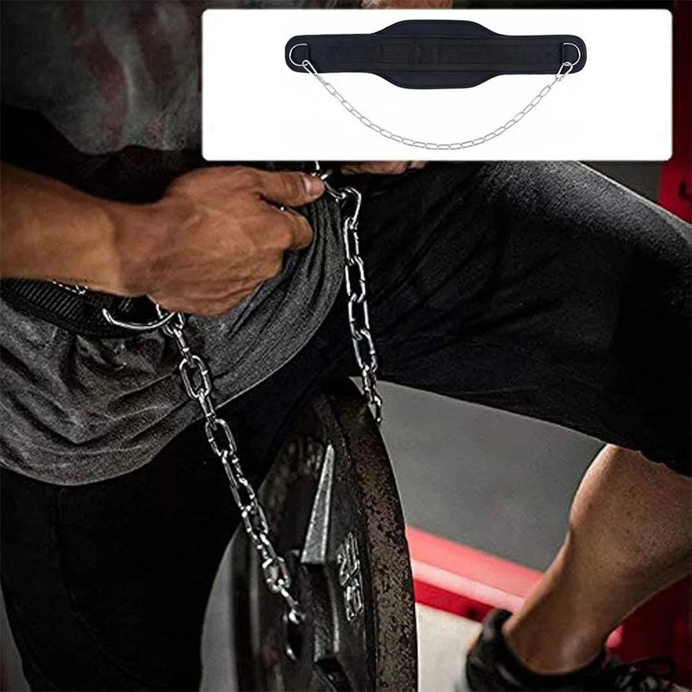 APWIKOGER Weightlifting Dip Belt With Chain Neoprene Back Support