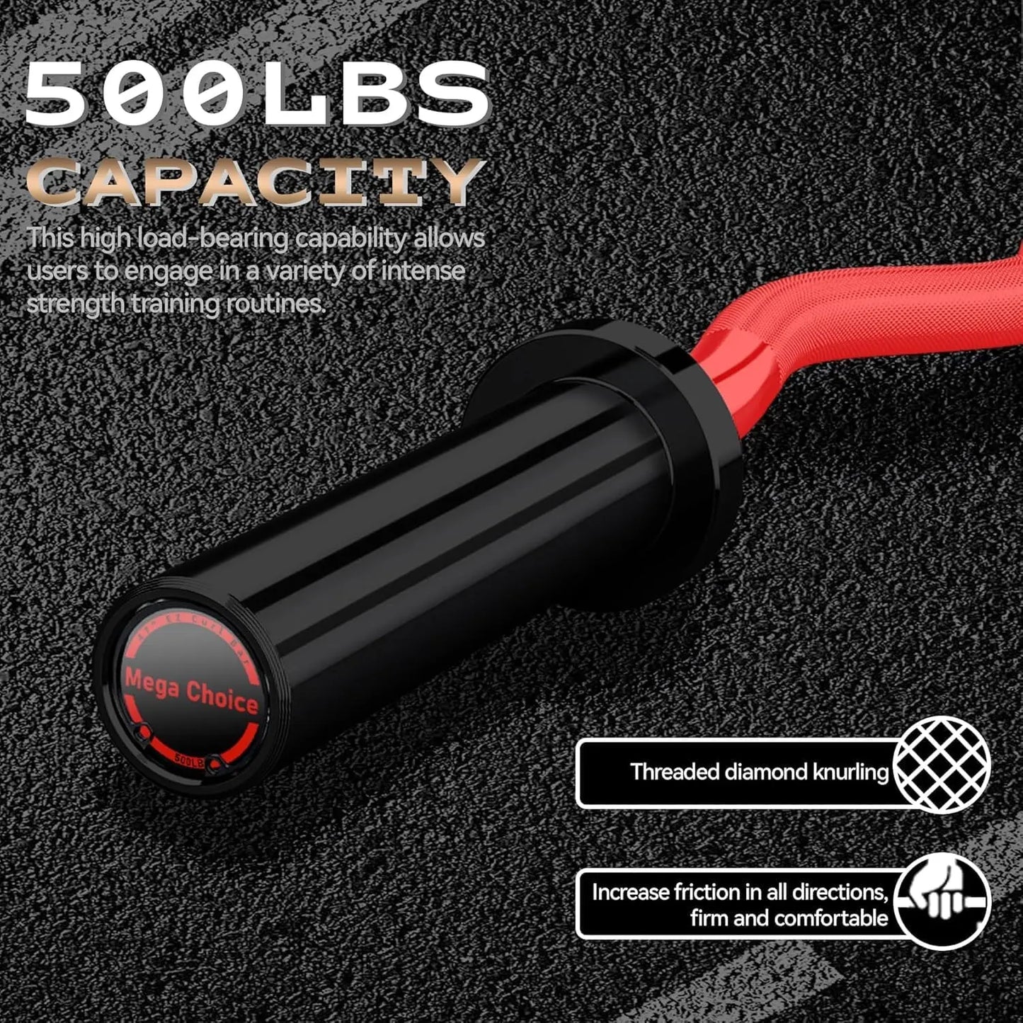 Barbell Bar for Weightlifting Powerlifting - 4FT Short (500LB) 47" EZ Curl Bar - Fits 2" Plates - Home Gym Strength Training
