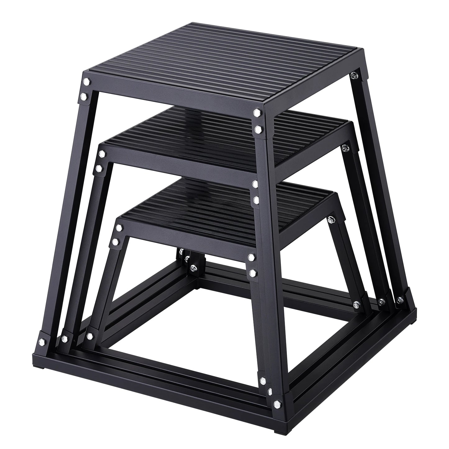 SucceBuy 12/18/24Inch Plyometric Jump Boxes Plyo Box Platform and Jumping Agility Box Anti-Slip Fitness Exercise Step Up Box Set