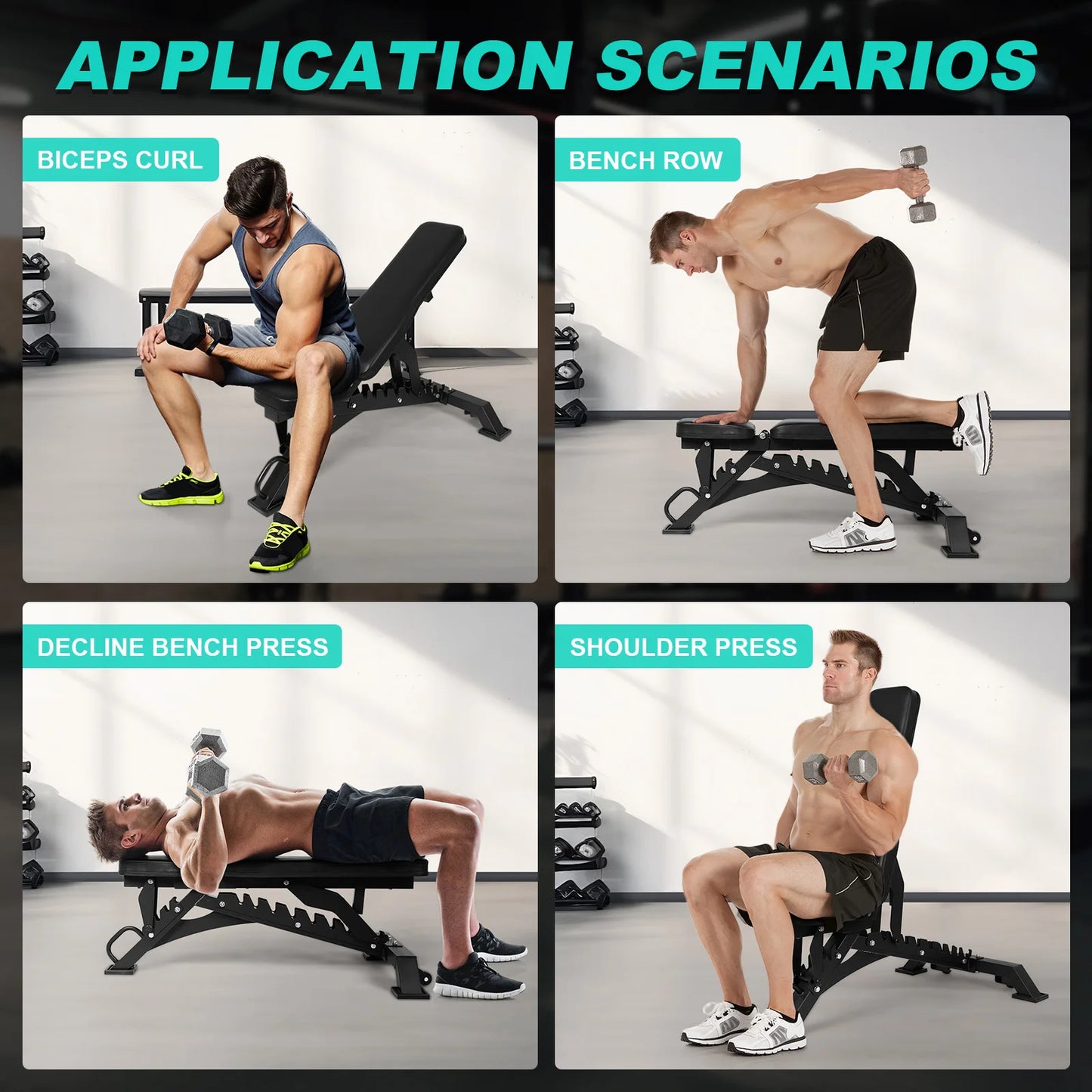 Weight Bench Adjustable Strength Training Bench Exercise Bench for Home Garage Gym