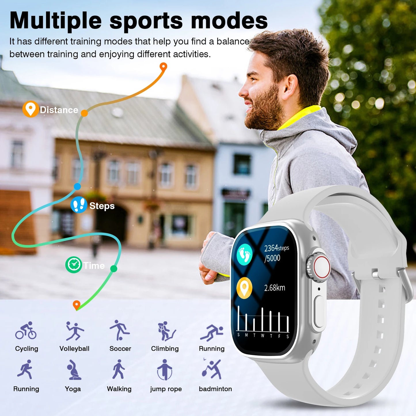 2026 New HD Full-Touch Smart Watch, Unisex - Wireless Calling/Multiple Sports Modes/Fitness Tracker, for Android and IPhone,Perfect Gift for Family and Friends
