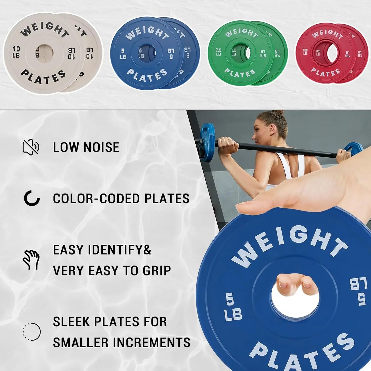 2PCS Change Weight Plates 1.25LB 2.5LB 5LB 10LB Fractional Plate Bumper Plates for Weight Lifting Steel Insert Strength Training