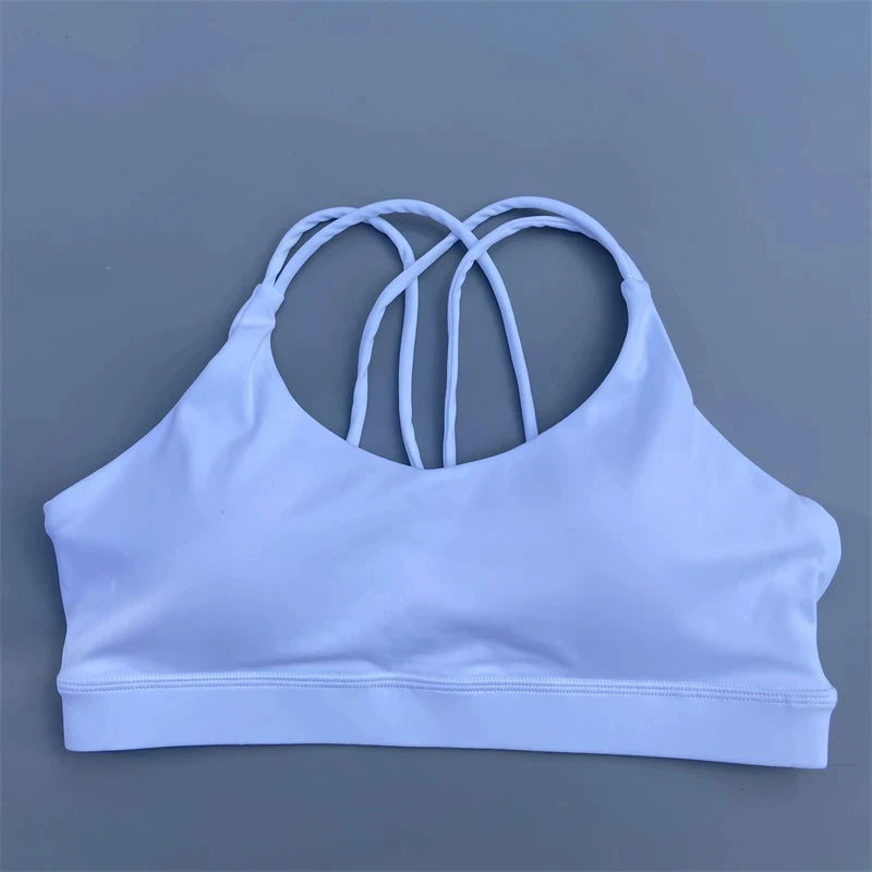 Solid Color Soft High Strength Women Cross Fitness Bra Tight Sport Top Comprehensive Training Gym Yoga Underwear With Chest Pad