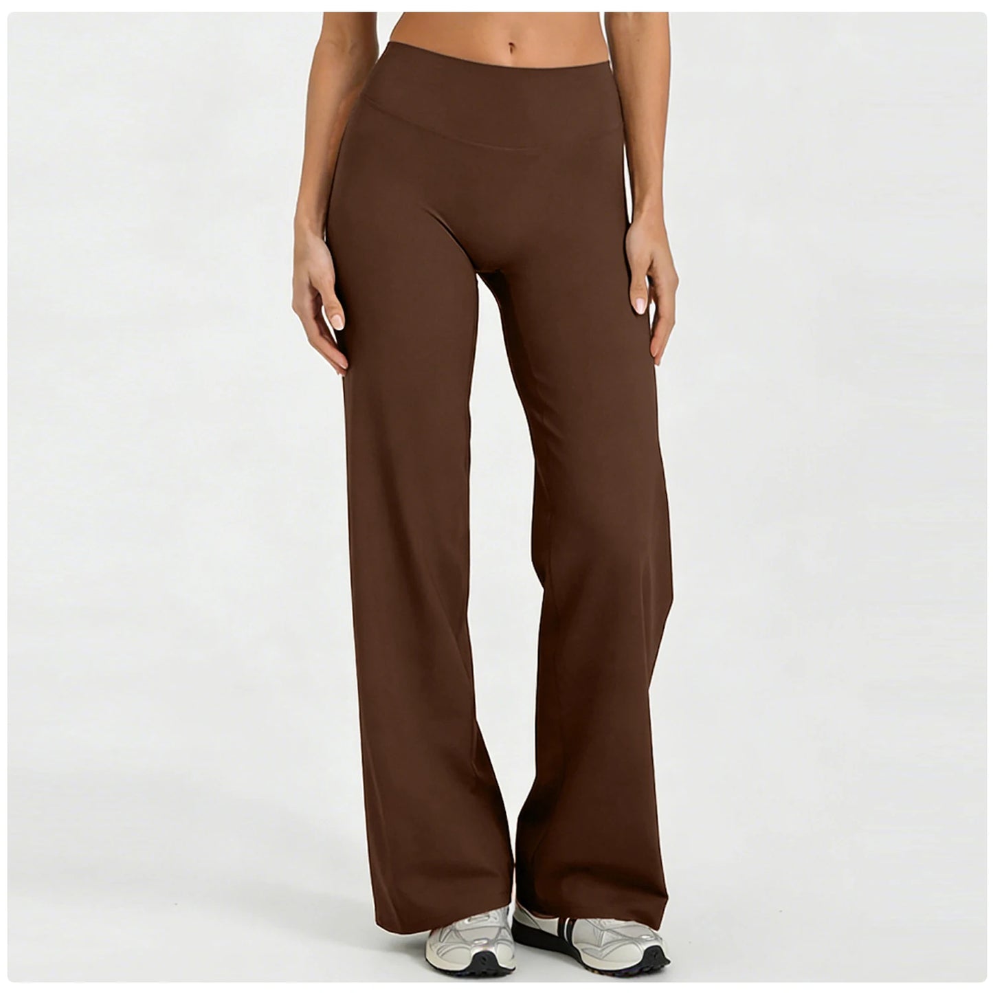 Women Yoga Wide-leg pants Straight Leg Bottoms Naked Feel Pilates Running Sports Trousers Women's Mid-Waist GYM Pants Leggings