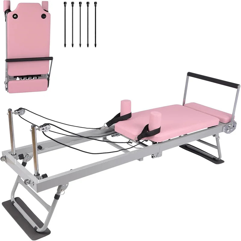 Pilates Reformer Machine Foldable For Home Gym Adjustable Workout Equipment