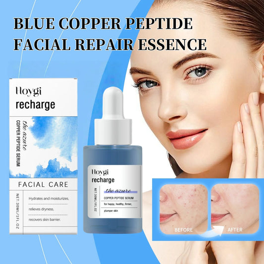 Blue Copper Peptide Facial Serum Anti-Aging Treatment Helps Firm Skin Deep Hydration Gentle Care Improve Skin Texture Brighten